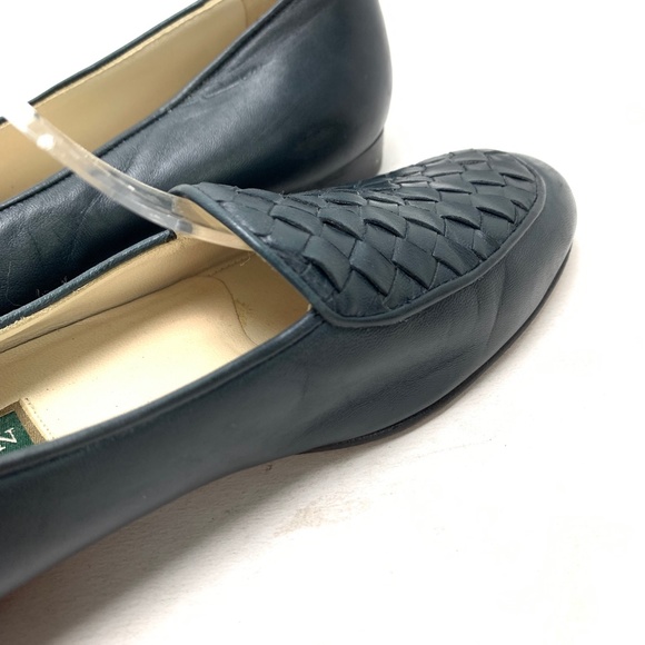 COLE HAAN Navy Blue Leather Upper & Sole Woven Vintage ITALY Flats sz 6.5/ 7 - Picture 16 of 16